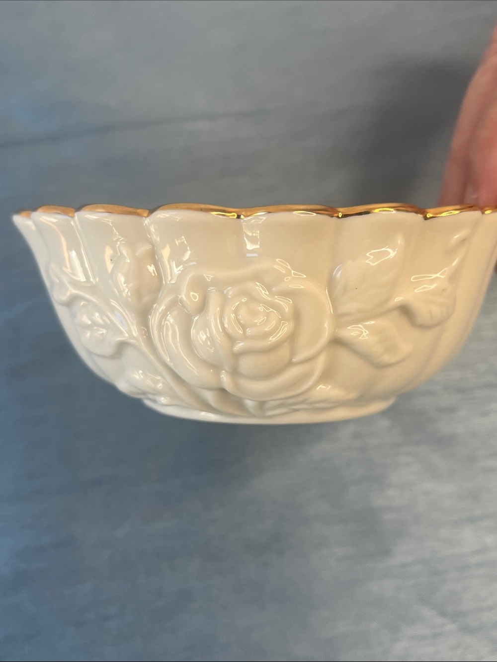Vintage Lenox Rose Blossom Ivory Gold Trim Bowl - Picture 5 of 7